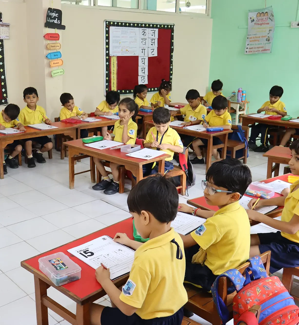 Technology session with students using laptops in class